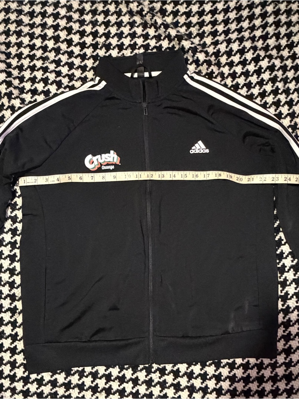adidas Black Track Jacket with White Stripes and Crush Orange Logo
